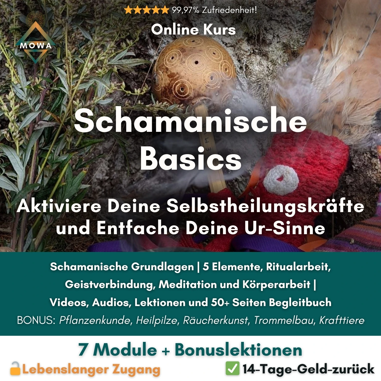 Cover Schamanische Basics Online Kurs - Aktiviere deine Selbstheilungskräfte und entfache deine Ur-Sinne